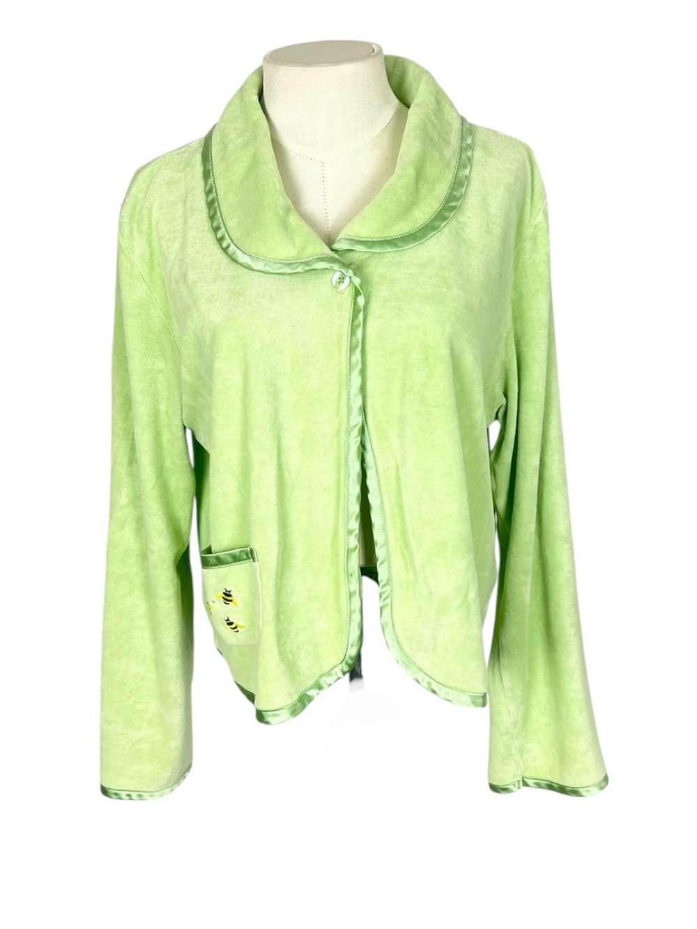 Cuddle Down pima cotton french terry Bed Jacket size Medium embroidered bees